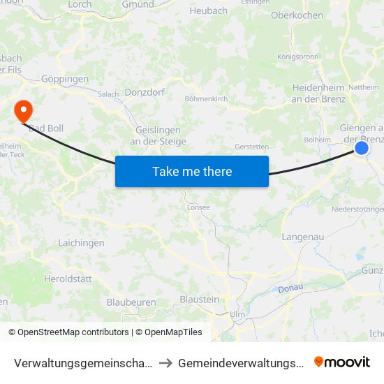 Verwaltungsgemeinschaft Giengen An Der Brenz to Gemeindeverwaltungsverband Raum Bad Boll map