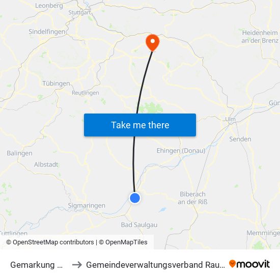 Gemarkung Neufra to Gemeindeverwaltungsverband Raum Bad Boll map