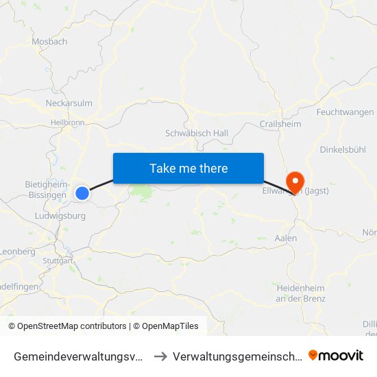 Gemeindeverwaltungsverband Steinheim-Murr to Verwaltungsgemeinschaft Ellwangen (Jagst) map
