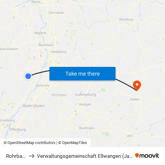 Rohrbach to Verwaltungsgemeinschaft Ellwangen (Jagst) map