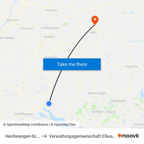 Herdwangen-Schönach to Verwaltungsgemeinschaft Ellwangen (Jagst) map