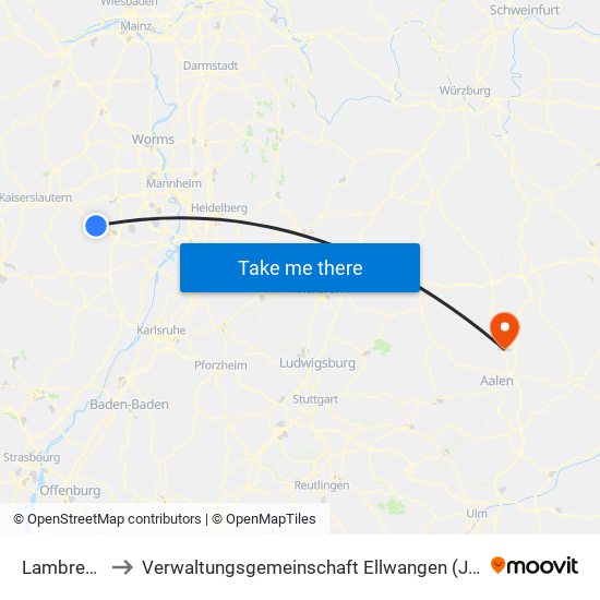 Lambrecht to Verwaltungsgemeinschaft Ellwangen (Jagst) map