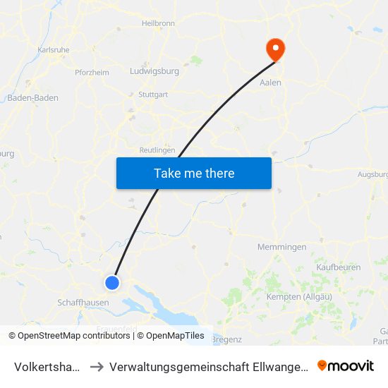 Volkertshausen to Verwaltungsgemeinschaft Ellwangen (Jagst) map