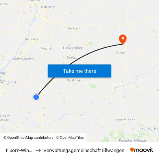 Fluorn-Winzeln to Verwaltungsgemeinschaft Ellwangen (Jagst) map