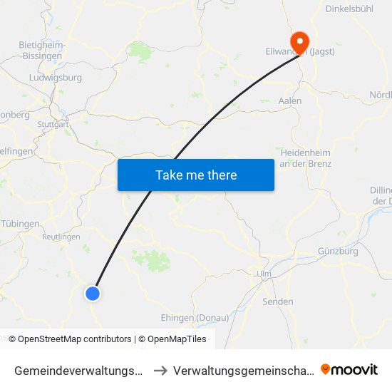 Gemeindeverwaltungsverband Engstingen to Verwaltungsgemeinschaft Ellwangen (Jagst) map