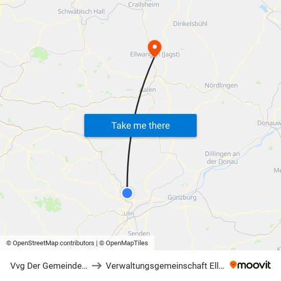 Vvg Der Gemeinde Dornstadt to Verwaltungsgemeinschaft Ellwangen (Jagst) map