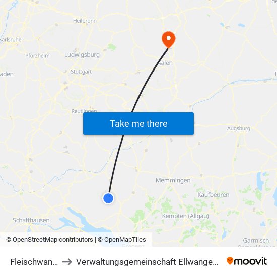 Fleischwangen to Verwaltungsgemeinschaft Ellwangen (Jagst) map