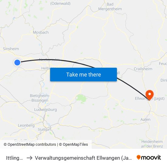 Ittlingen to Verwaltungsgemeinschaft Ellwangen (Jagst) map