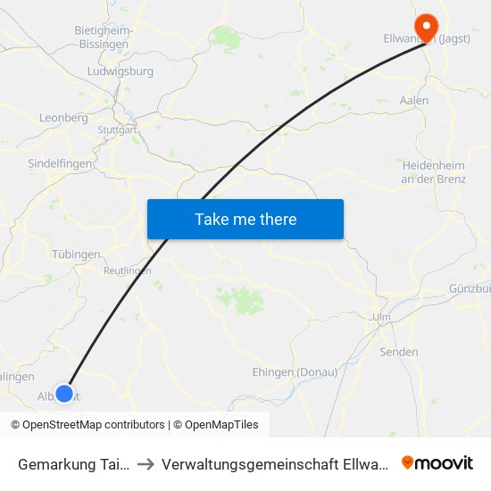 Gemarkung Tailfingen to Verwaltungsgemeinschaft Ellwangen (Jagst) map