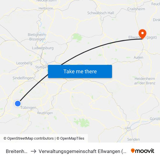 Breitenholz to Verwaltungsgemeinschaft Ellwangen (Jagst) map