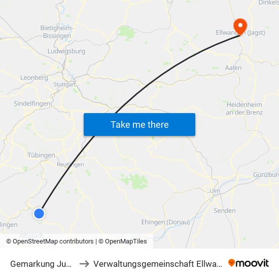 Gemarkung Jungingen to Verwaltungsgemeinschaft Ellwangen (Jagst) map