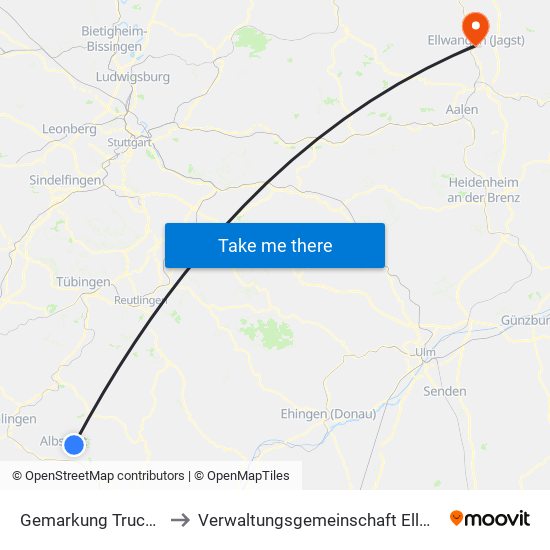 Gemarkung Truchtelfingen to Verwaltungsgemeinschaft Ellwangen (Jagst) map