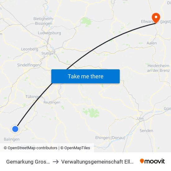 Gemarkung Grosselfingen to Verwaltungsgemeinschaft Ellwangen (Jagst) map