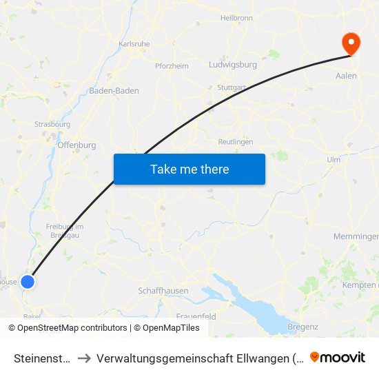 Steinenstadt to Verwaltungsgemeinschaft Ellwangen (Jagst) map