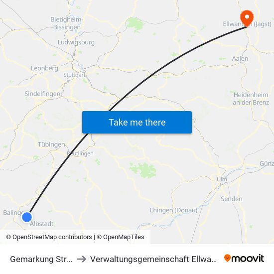 Gemarkung Streichen to Verwaltungsgemeinschaft Ellwangen (Jagst) map