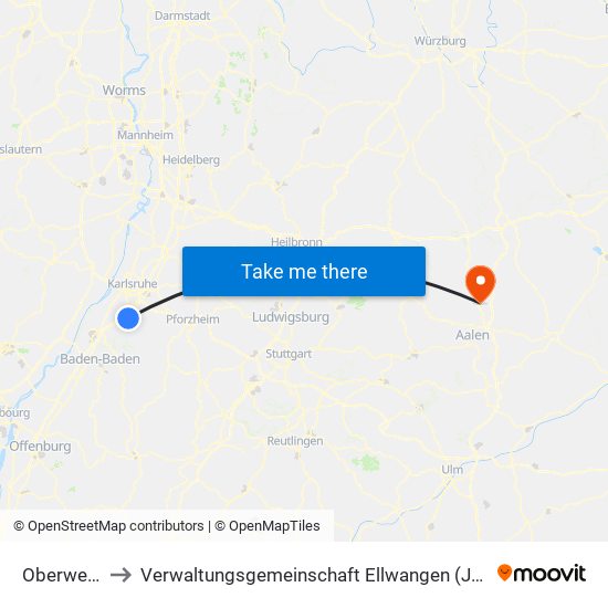 Oberweier to Verwaltungsgemeinschaft Ellwangen (Jagst) map