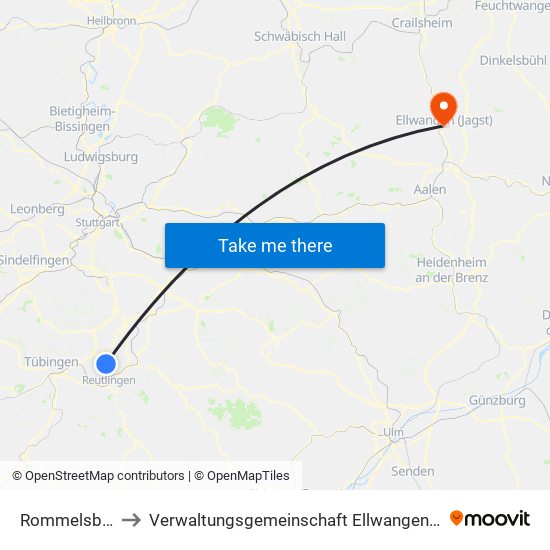 Rommelsbach to Verwaltungsgemeinschaft Ellwangen (Jagst) map