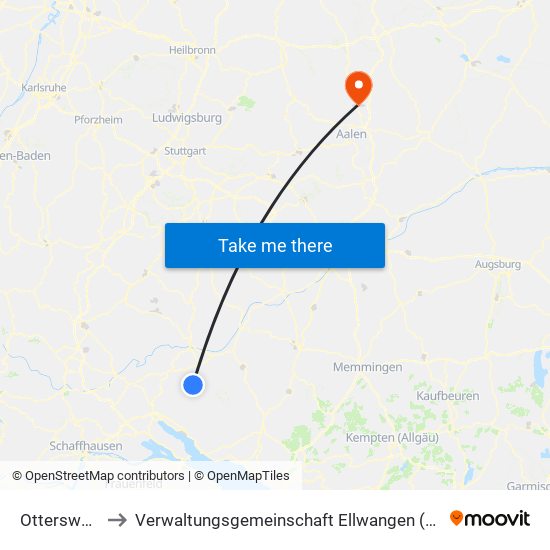 Otterswang to Verwaltungsgemeinschaft Ellwangen (Jagst) map