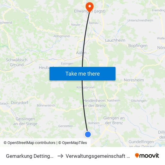 Gemarkung Dettingen am Albuch to Verwaltungsgemeinschaft Ellwangen (Jagst) map
