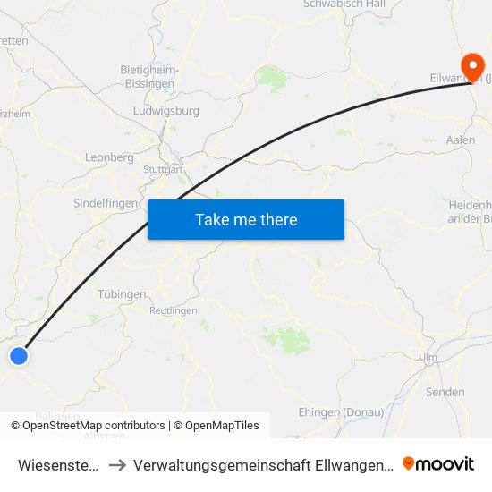 Wiesenstetten to Verwaltungsgemeinschaft Ellwangen (Jagst) map