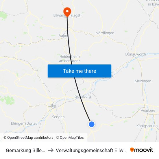 Gemarkung Billenhausen to Verwaltungsgemeinschaft Ellwangen (Jagst) map