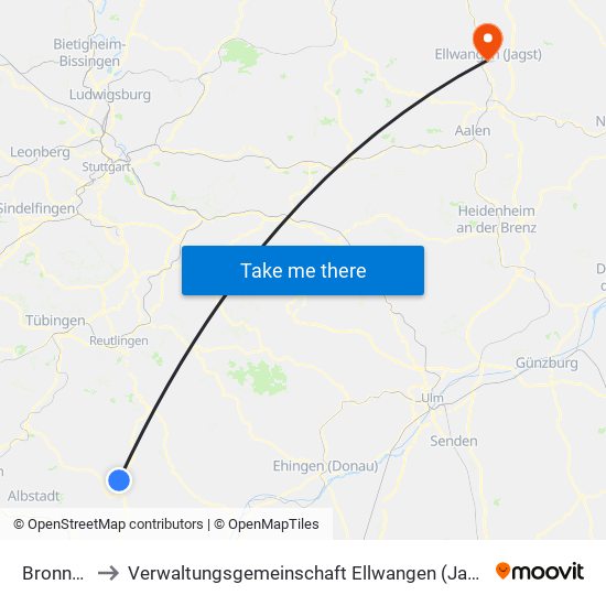 Bronnen to Verwaltungsgemeinschaft Ellwangen (Jagst) map