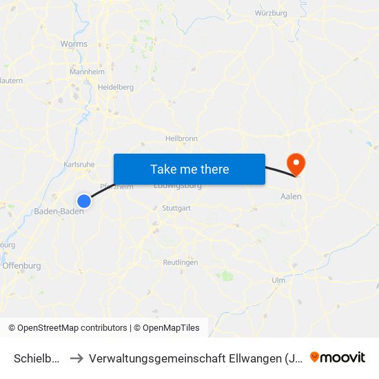 Schielberg to Verwaltungsgemeinschaft Ellwangen (Jagst) map