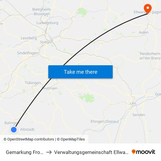 Gemarkung Frommern to Verwaltungsgemeinschaft Ellwangen (Jagst) map