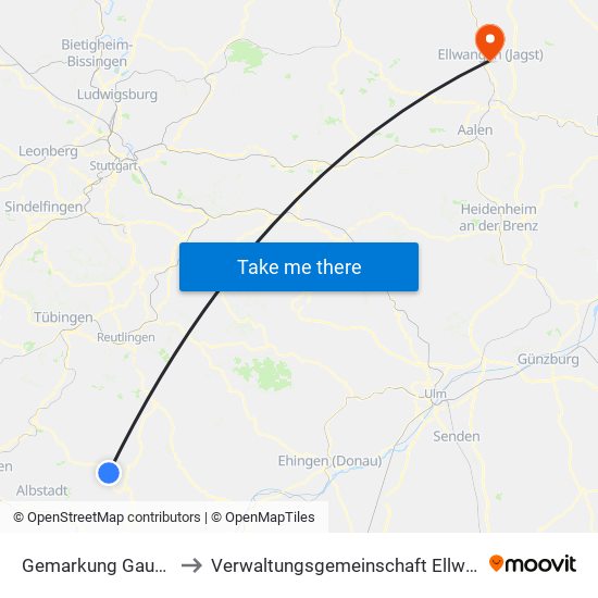 Gemarkung Gauselfingen to Verwaltungsgemeinschaft Ellwangen (Jagst) map