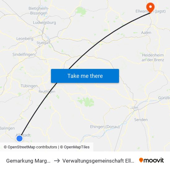 Gemarkung Margrethausen to Verwaltungsgemeinschaft Ellwangen (Jagst) map