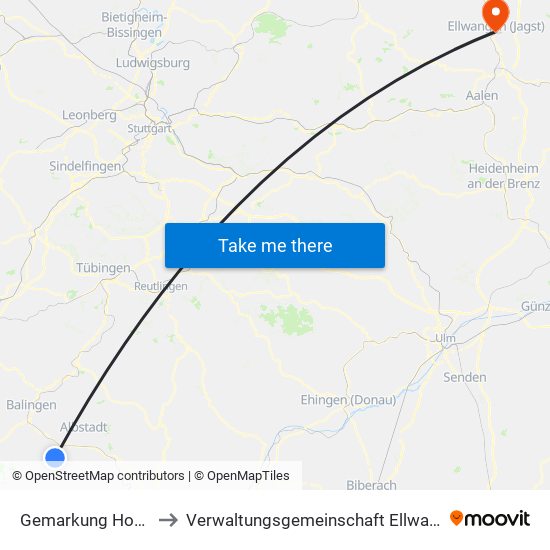Gemarkung Hossingen to Verwaltungsgemeinschaft Ellwangen (Jagst) map