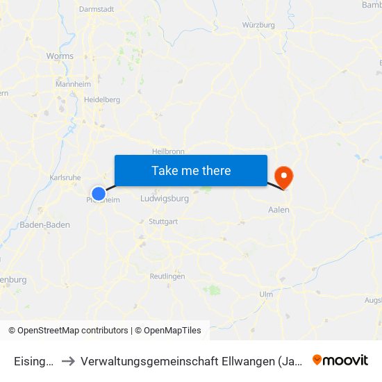 Eisingen to Verwaltungsgemeinschaft Ellwangen (Jagst) map