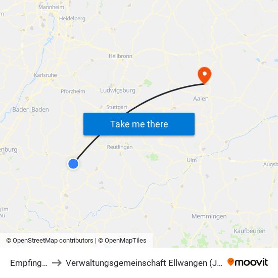 Empfingen to Verwaltungsgemeinschaft Ellwangen (Jagst) map