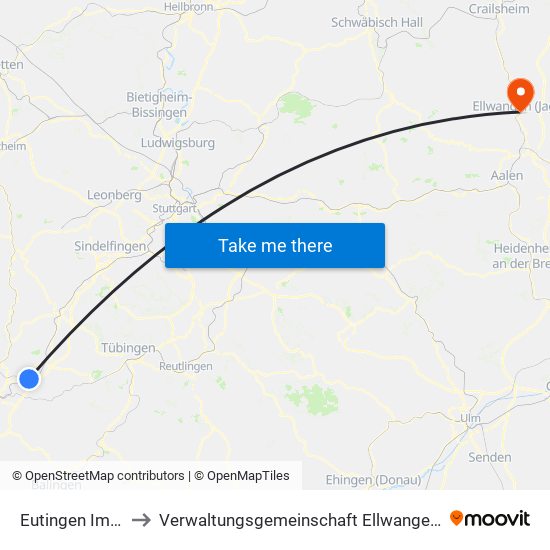 Eutingen Im Gäu to Verwaltungsgemeinschaft Ellwangen (Jagst) map