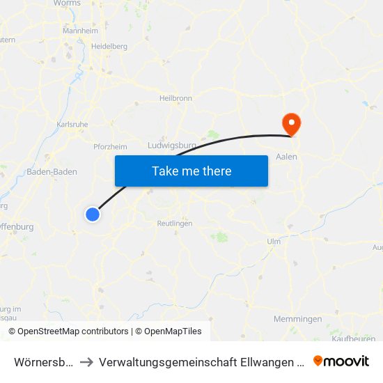 Wörnersberg to Verwaltungsgemeinschaft Ellwangen (Jagst) map