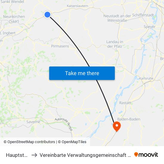 Hauptstuhl to Vereinbarte Verwaltungsgemeinschaft Bühl map