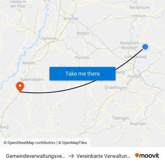 Gemeindeverwaltungsverband Steinheim-Murr to Vereinbarte Verwaltungsgemeinschaft Bühl map