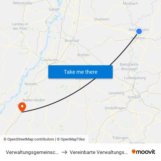 Verwaltungsgemeinschaft Neckarsulm to Vereinbarte Verwaltungsgemeinschaft Bühl map
