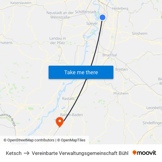 Ketsch to Vereinbarte Verwaltungsgemeinschaft Bühl map