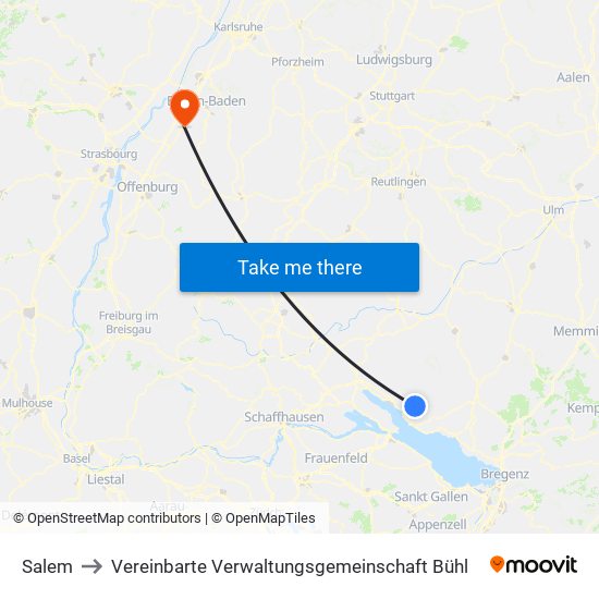 Salem to Vereinbarte Verwaltungsgemeinschaft Bühl map