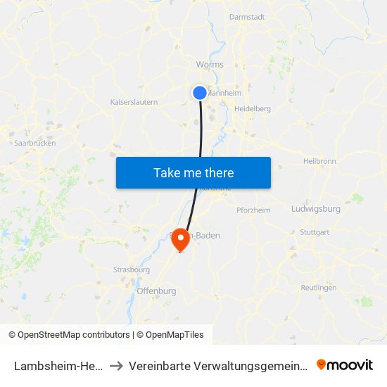 Lambsheim-Heßheim to Vereinbarte Verwaltungsgemeinschaft Bühl map