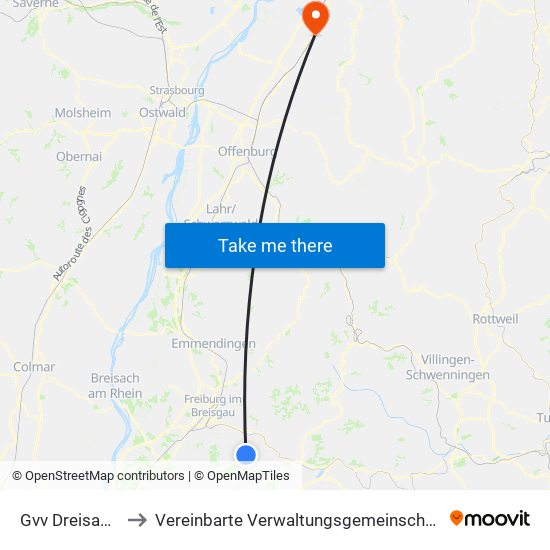 Gvv Dreisamtal to Vereinbarte Verwaltungsgemeinschaft Bühl map