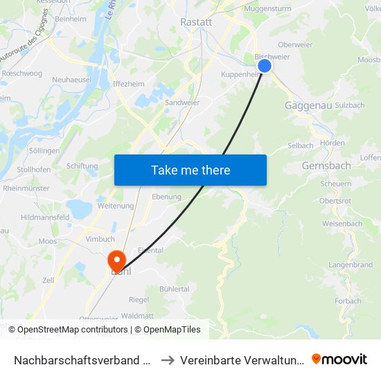 Nachbarschaftsverband Bischweier-Kuppenheim to Vereinbarte Verwaltungsgemeinschaft Bühl map