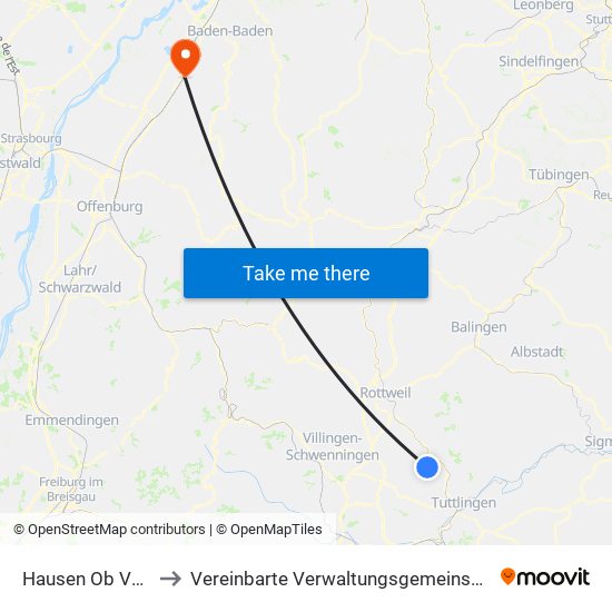 Hausen Ob Verena to Vereinbarte Verwaltungsgemeinschaft Bühl map