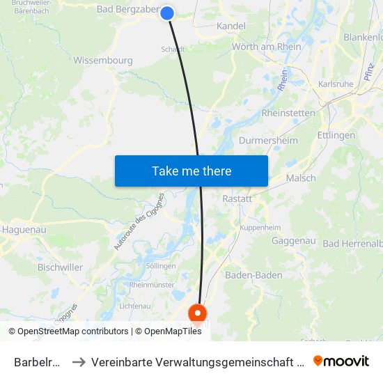 Barbelroth to Vereinbarte Verwaltungsgemeinschaft Bühl map