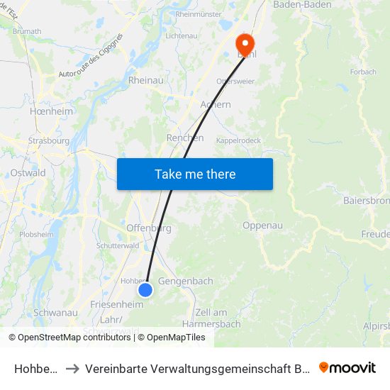 Hohberg to Vereinbarte Verwaltungsgemeinschaft Bühl map