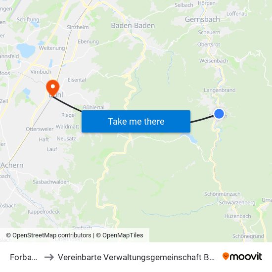 Forbach to Vereinbarte Verwaltungsgemeinschaft Bühl map