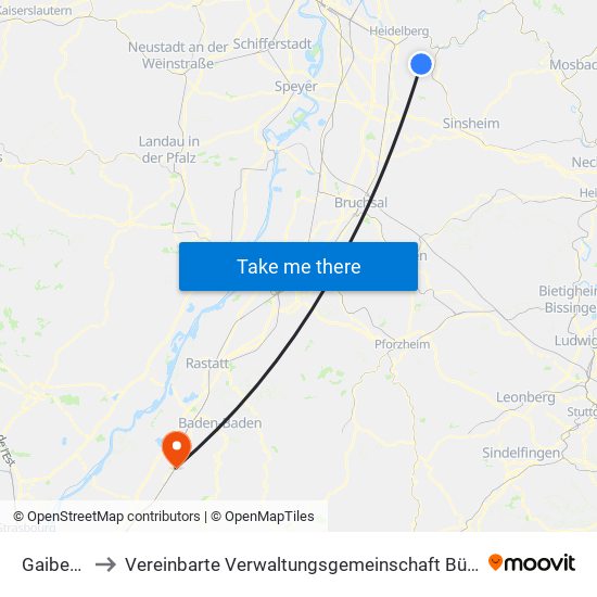 Gaiberg to Vereinbarte Verwaltungsgemeinschaft Bühl map