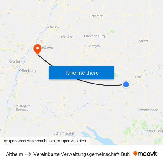 Altheim to Vereinbarte Verwaltungsgemeinschaft Bühl map