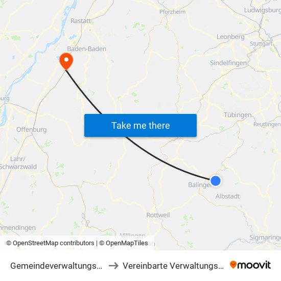 Gemeindeverwaltungsverband Bisingen to Vereinbarte Verwaltungsgemeinschaft Bühl map